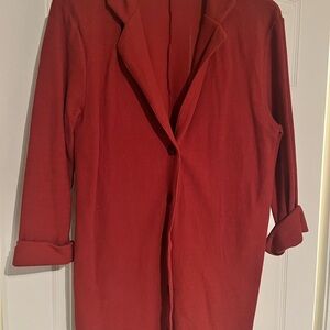 Red Longline Blazer Jumper